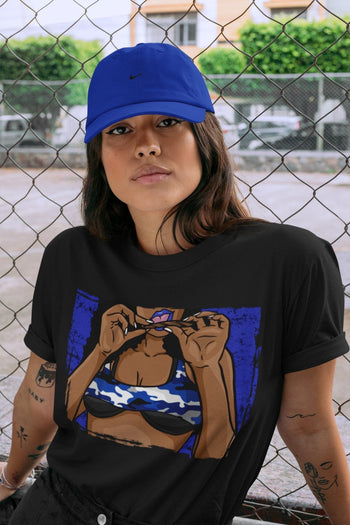Jordan 1 Royal Black Sneaker Match Tees Roll Up Sneaker Tees Jordan 1 Royal Black Sneaker Release Tees Unisex Shirts