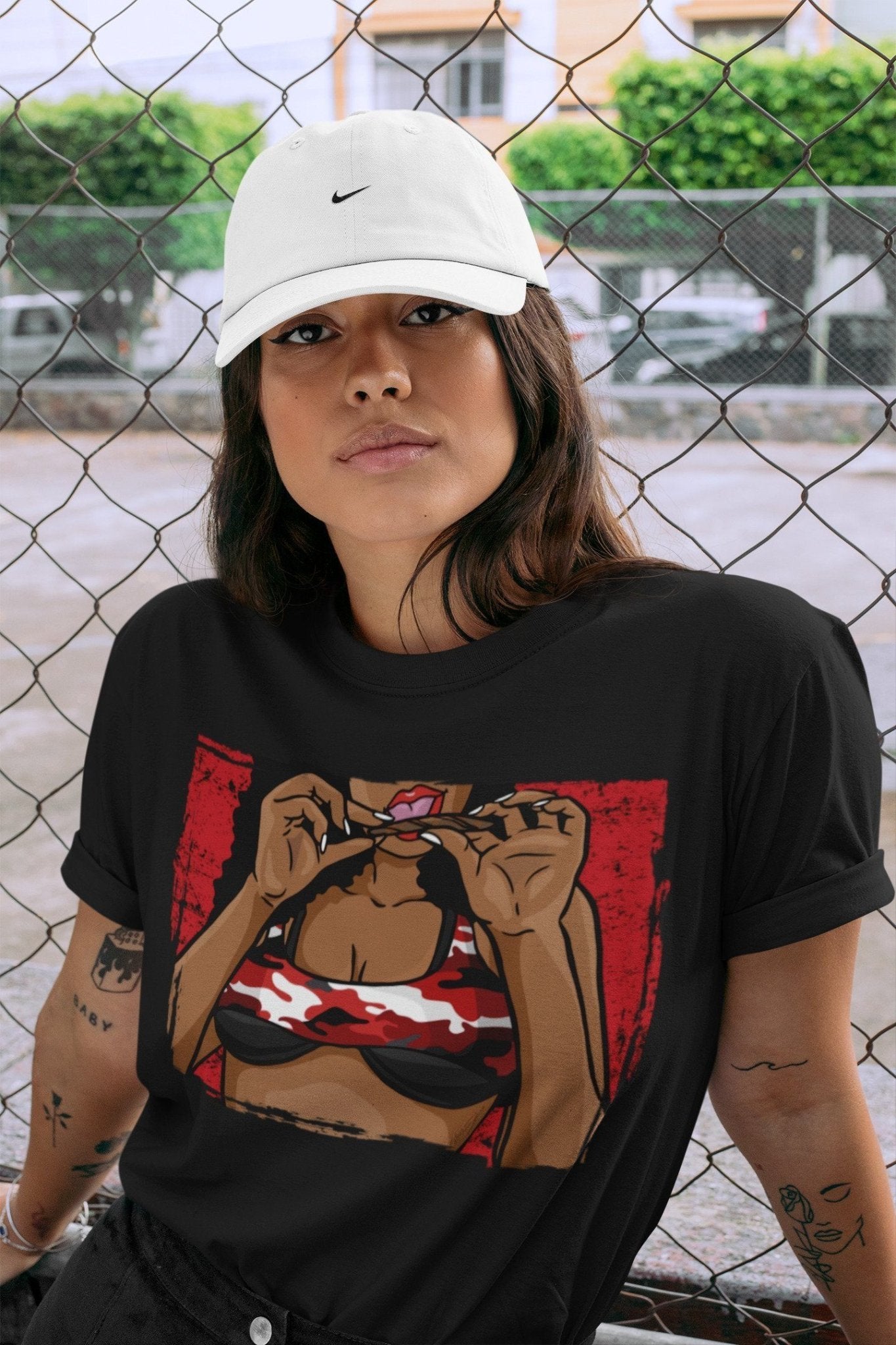 Jordan 1 Varsity Red Chicago Sneaker Match Tees Roll Up Sneaker Tees Jordan 1 Varsity Red Chicago Sneaker Release Tees Unisex Shirts