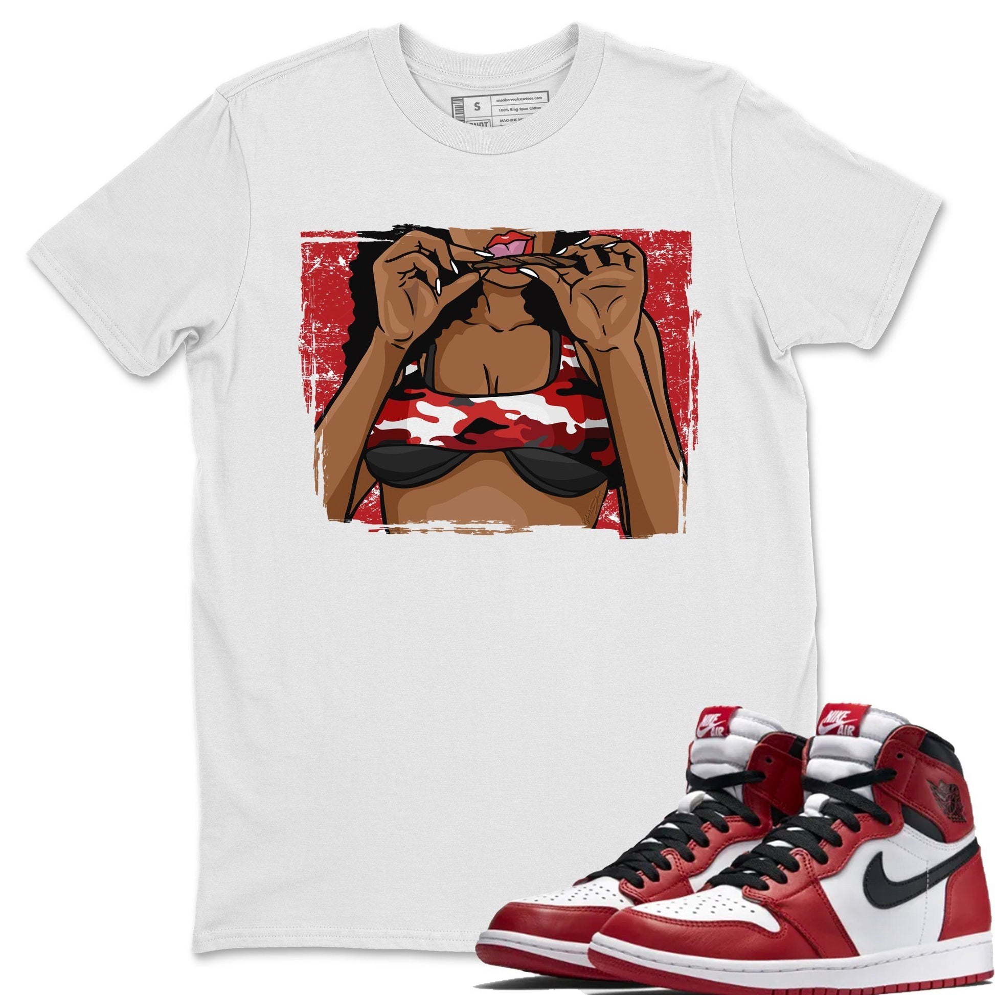 Jordan 1 Varsity Red Chicago Sneaker Match Tees Roll Up Sneaker Tees Jordan 1 Varsity Red Chicago Sneaker Release Tees Unisex Shirts