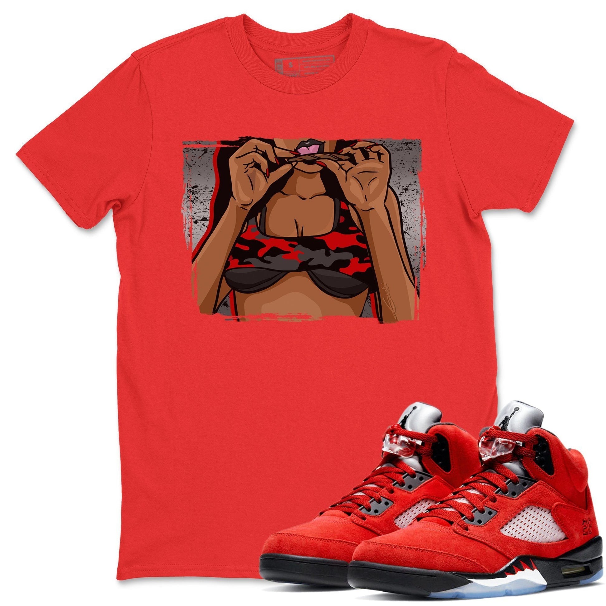 Jordan 5 Raging Bull Sneaker Match Tees Roll UP Sneaker Tees Jordan 5 Raging Bull Sneaker Release Tees Unisex Shirts