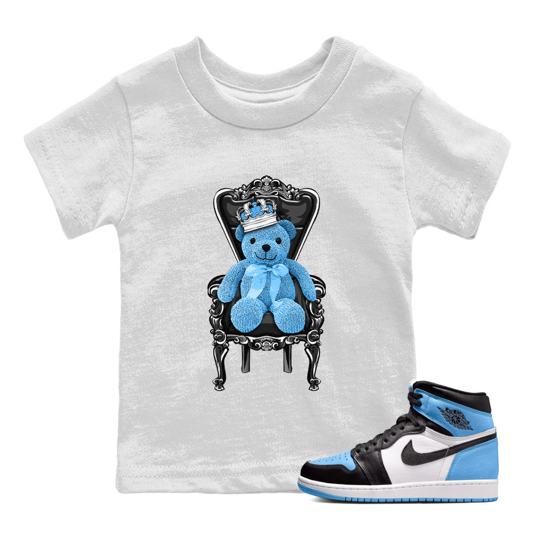 Air Jordan 1 Retro High OG UNC Toe Shirt to match Jordans Royal Bear Sneaker Tees AJ1 UNC Toe Tee Kids and Baby Tees White 1