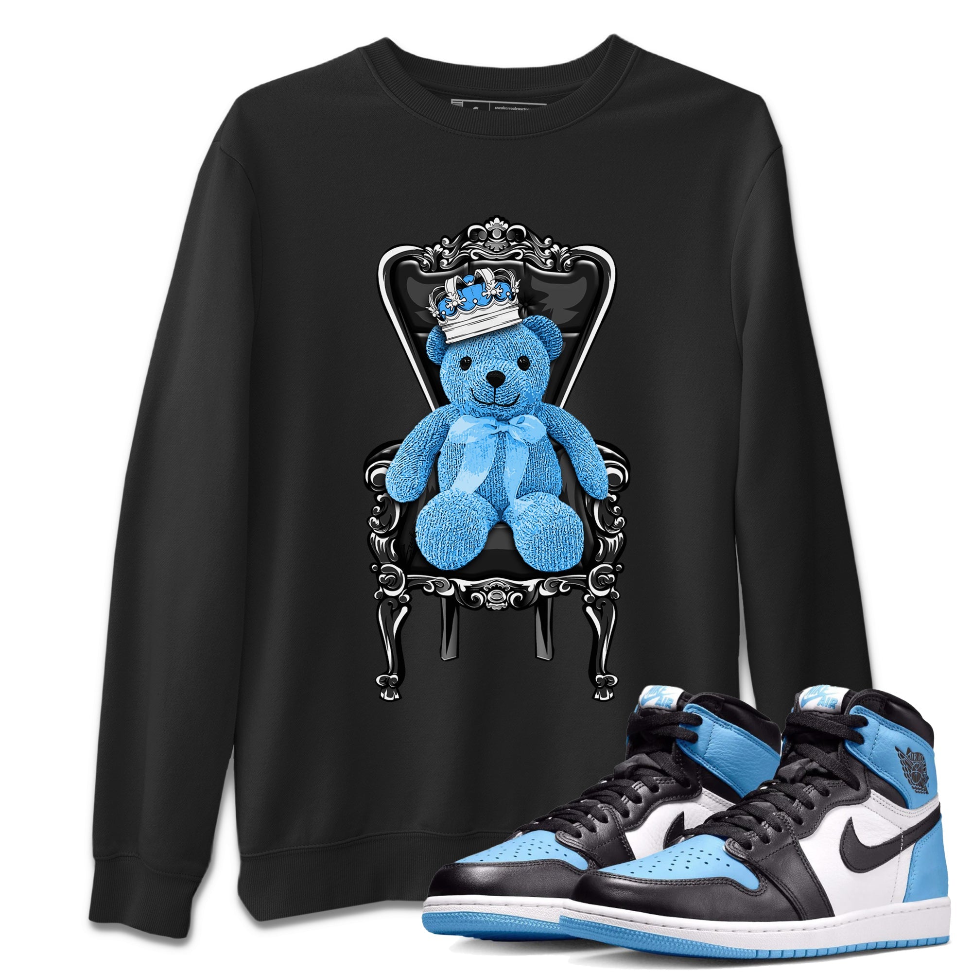 Air Jordan 1 Retro High OG UNC Toe Shirt to match Jordans Royal Bear Sneaker Tees AJ1 UNC Toe Tee Crew Neck T-Shirts Black 1