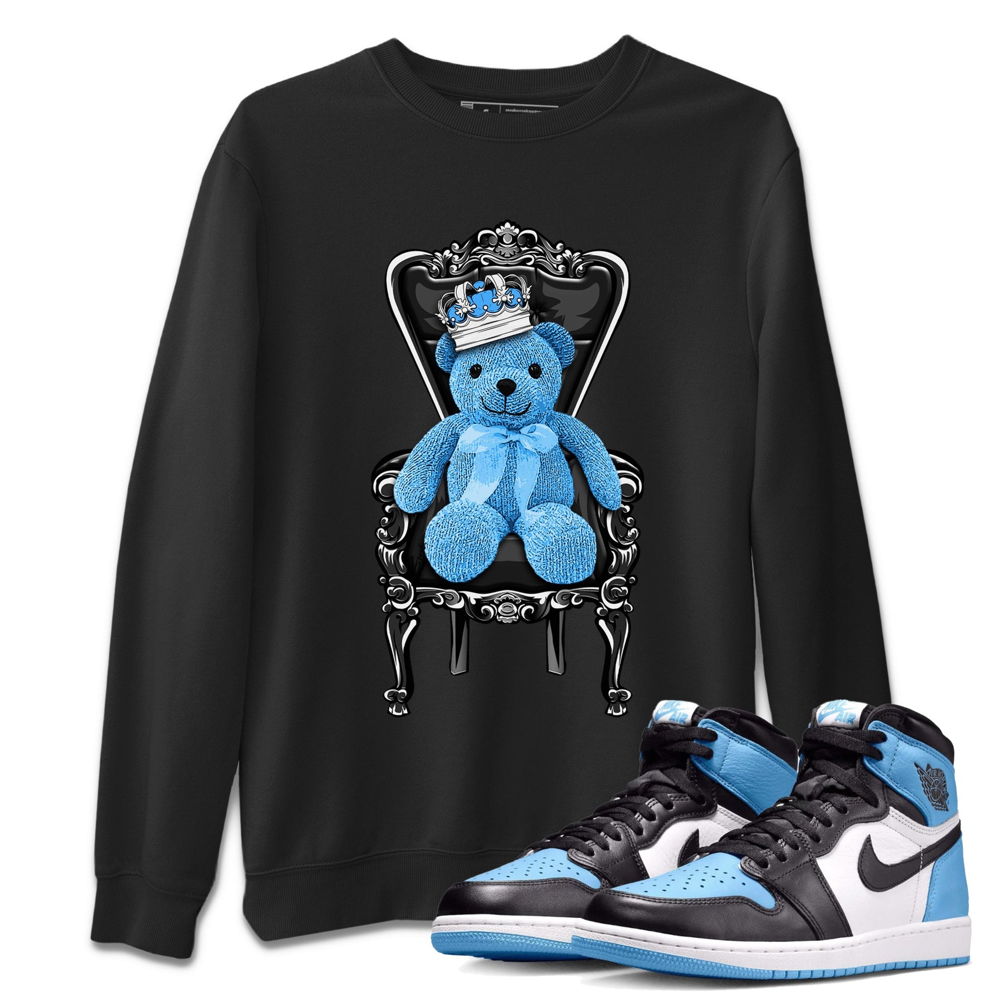 Air Jordan 1 Retro High OG UNC Toe Shirt to match Jordans Royal Bear Sneaker Tees AJ1 UNC Toe Tee Crew Neck T-Shirts Black 1