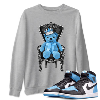 Air Jordan 1 Retro High OG UNC Toe Shirt to match Jordans Royal Bear Sneaker Tees AJ1 UNC Toe Tee Crew Neck T-Shirts Heather Grey 1
