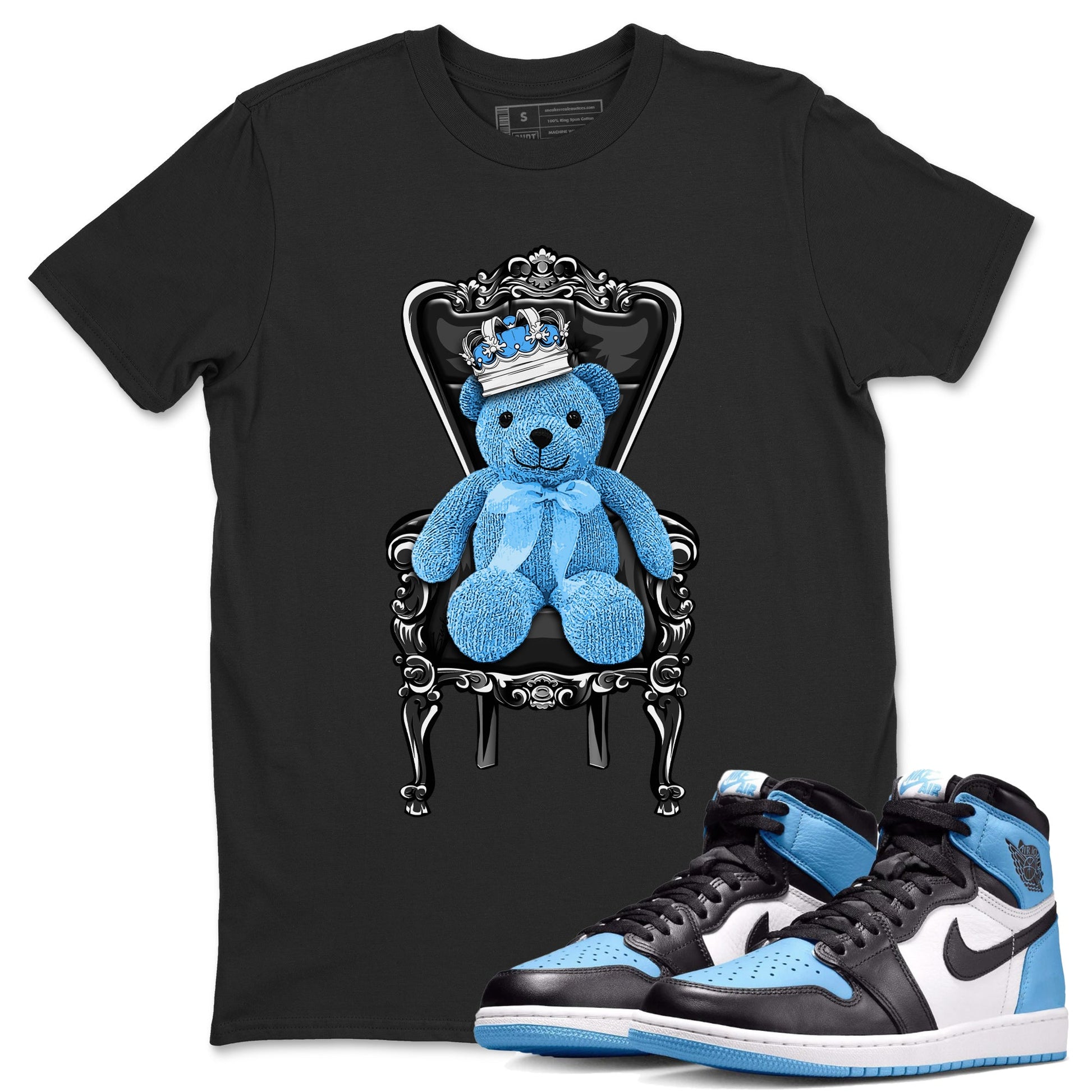 Air Jordan 1 Retro High OG UNC Toe Shirt to match Jordans Royal Bear Sneaker Tees AJ1 UNC Toe Tee Crew Neck T-Shirts Black 1