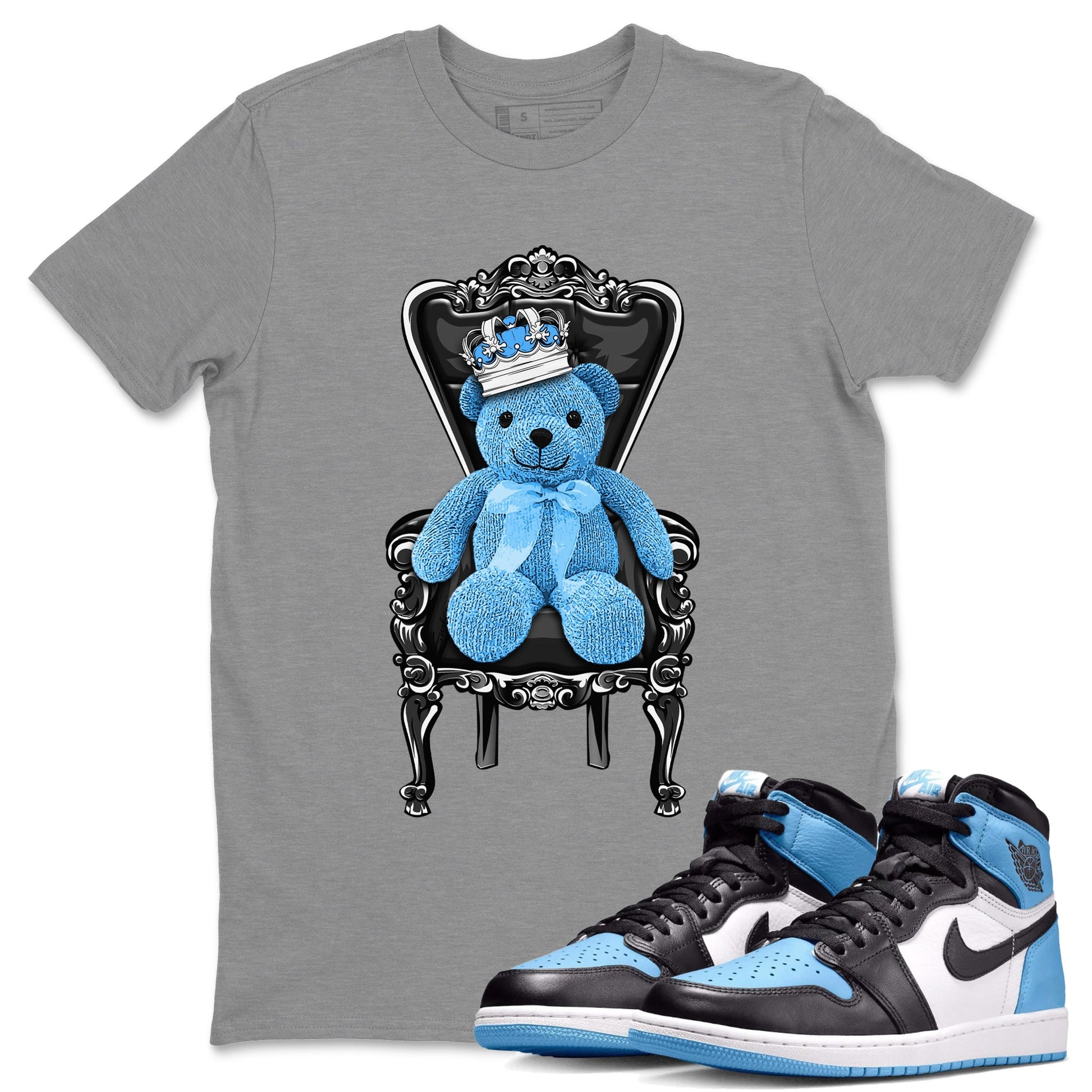 Air Jordan 1 UNC Toe Royal Bear Crew Neck Sneaker Tees Air Jordan 1 UNC Toe Sneaker T-Shirts Size Chart