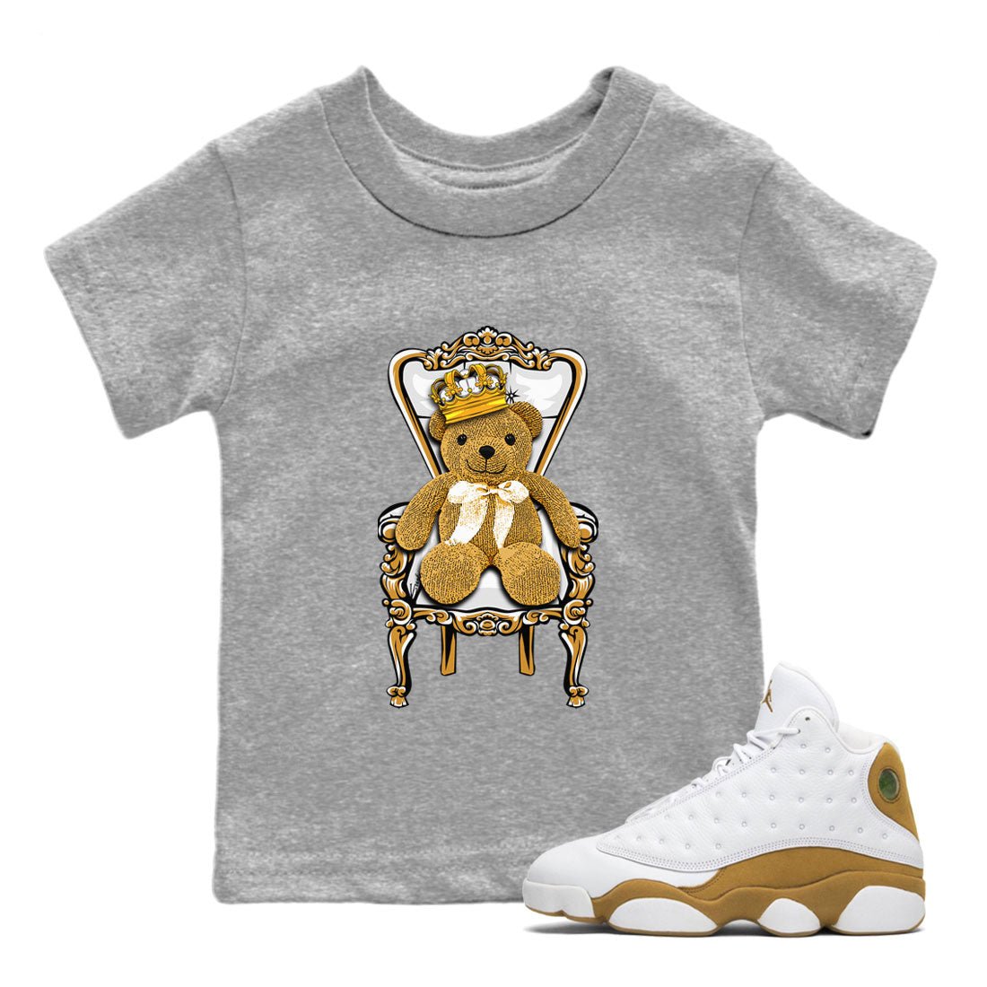 Air Jordan 13 Wheat shirt to match jordans Royal Bear sneaker tees 13 Wheat SNRT Sneaker Release Tees Baby Toddler Kids Heather Grey 1 T-Shirt