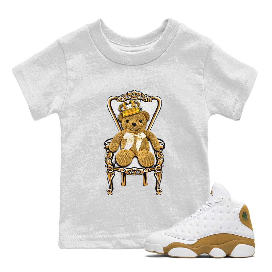 Air Jordan 13 Wheat shirt to match jordans Royal Bear sneaker tees 13 Wheat SNRT Sneaker Release Tees Baby Toddler Kids White 1 T-Shirt