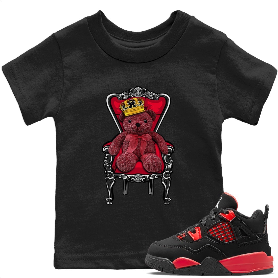 Jordan 4 Red Thunder Sneaker Match Tees Royal Bear Sneaker Tees Jordan 4 Red Thunder Sneaker Release Tees Kids Shirts