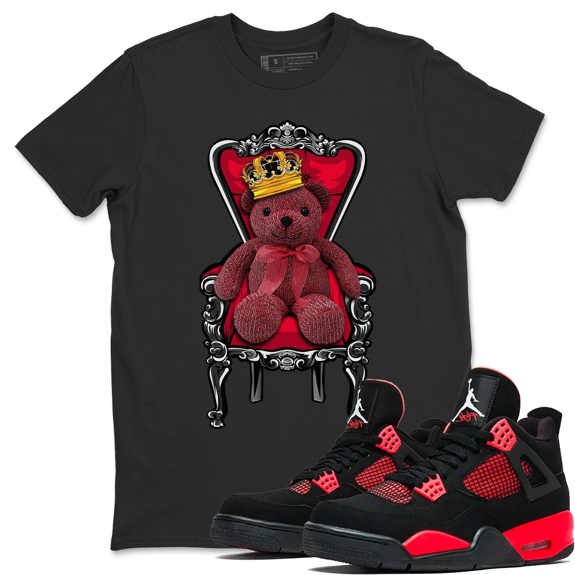 Jordan 4 Red Thunder Sneaker Match Tees Royal Bear Sneaker Tees Jordan 4 Red Thunder Sneaker Release Tees Unisex Shirts