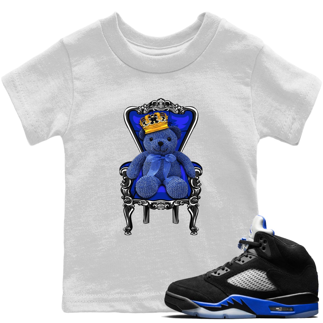 Jordan 5 Racer Blue Sneaker Match Tees Royal Bear Sneaker Tees Jordan 5 Racer Blue Sneaker Release Tees Kids Shirts