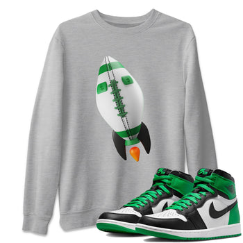 Air Jordan 1 Celtics Sneaker Match Tees Rugby Rocket Sneaker Tees AJ1 High OG Lucky Green Sneaker Release Tees Unisex Shirts Heather Grey 1