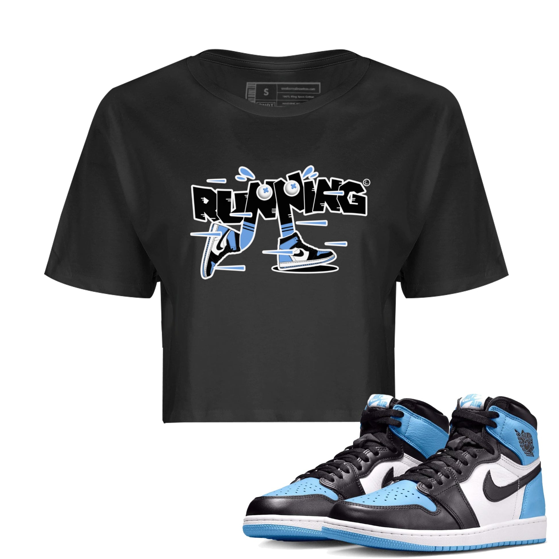 Air Jordan 1 Retro High OG UNC Toe Shirt to match Jordans Running Shoes Sneaker Tees AJ1 UNC Toe SNRT Sneaker Release Tees Crop T-Shirts Black 1