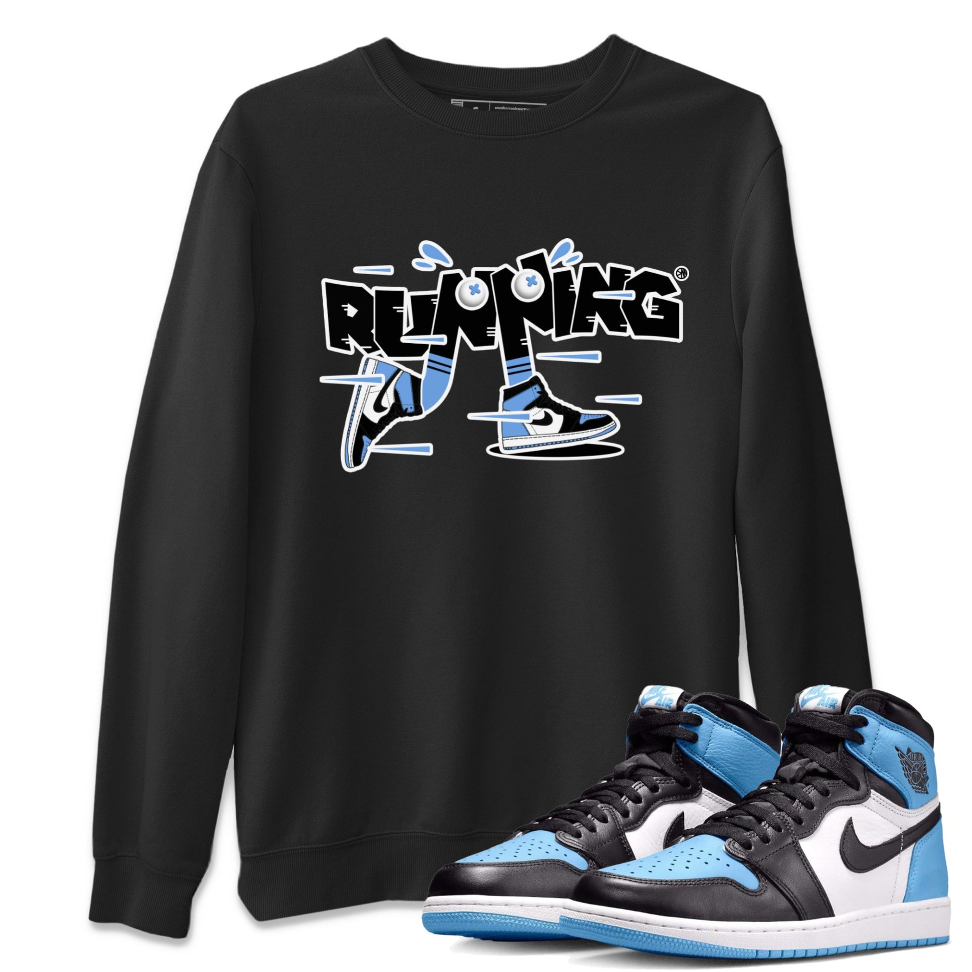 Air Jordan 1 Retro High OG UNC Toe Shirt to match Jordans Running Shoes Sneaker Tees AJ1 UNC Toe SNRT Sneaker Release Tees Crew Neck T-Shirts Black 1