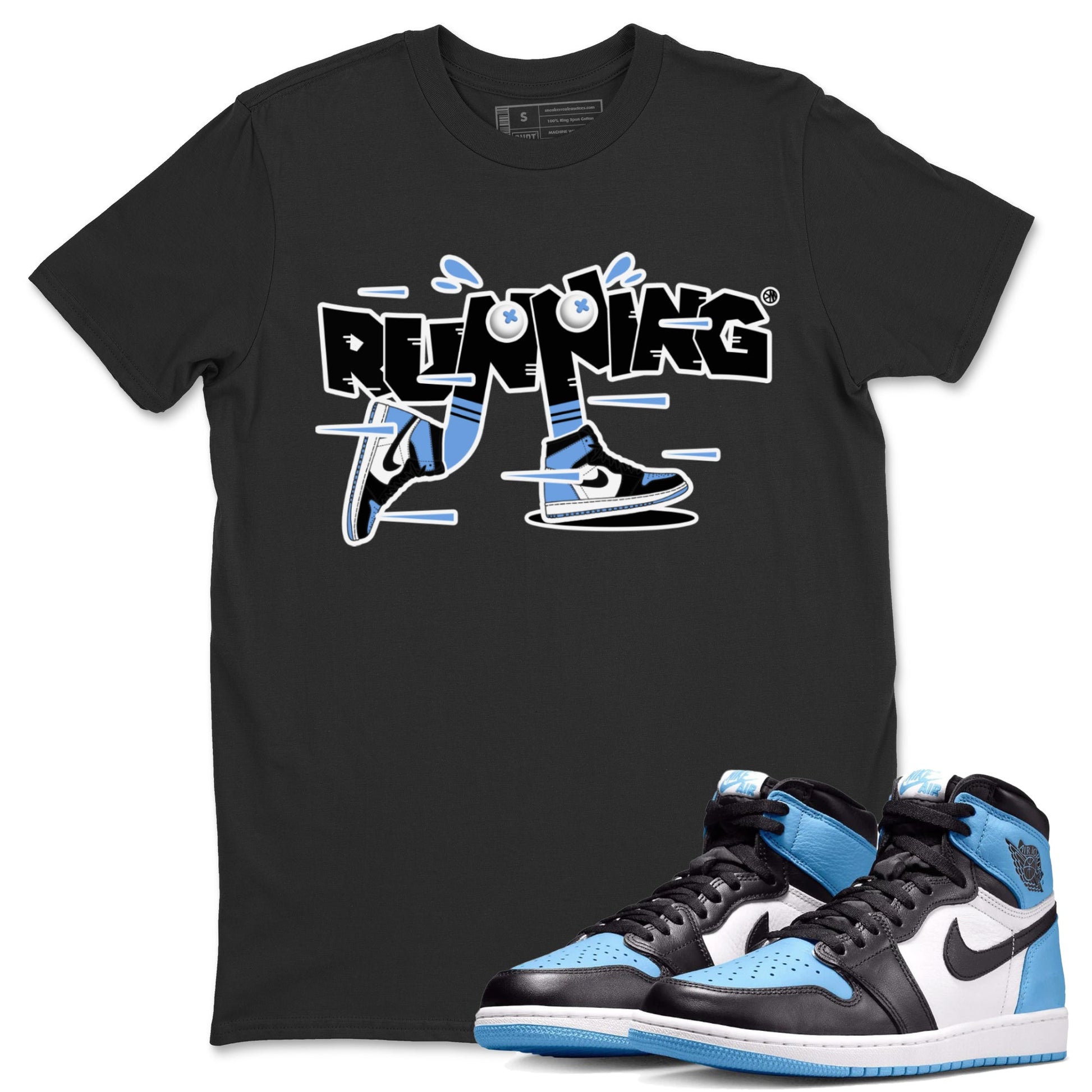 Air Jordan 1 Retro High OG UNC Toe Shirt to match Jordans Running Shoes Sneaker Tees AJ1 UNC Toe SNRT Sneaker Release Tees Crew Neck T-Shirts Black 1