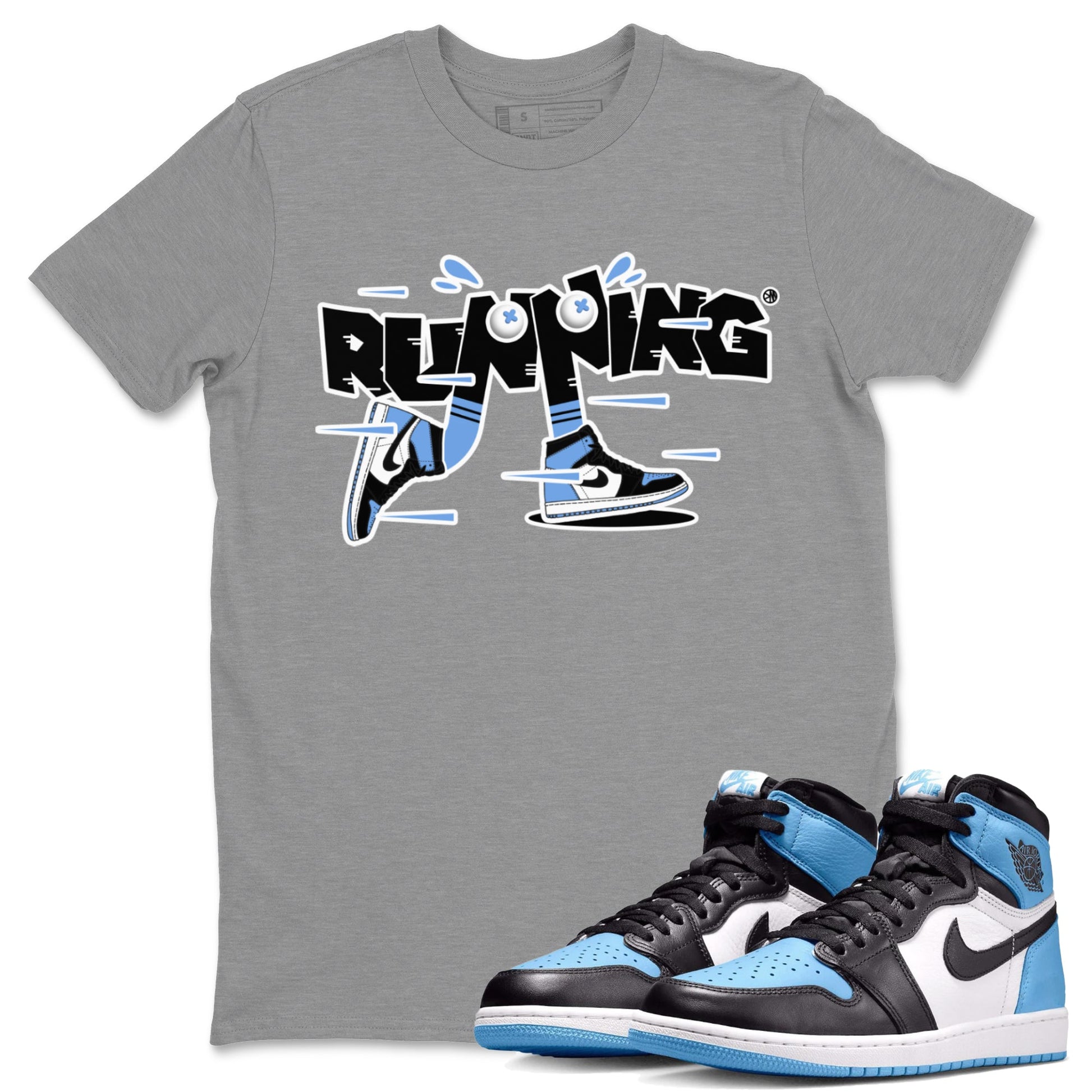Air Jordan 1 Retro High OG UNC Toe Shirt to match Jordans Running Shoes Sneaker Tees AJ1 UNC Toe SNRT Sneaker Release Tees Crew Neck T-Shirts Heather Grey 1