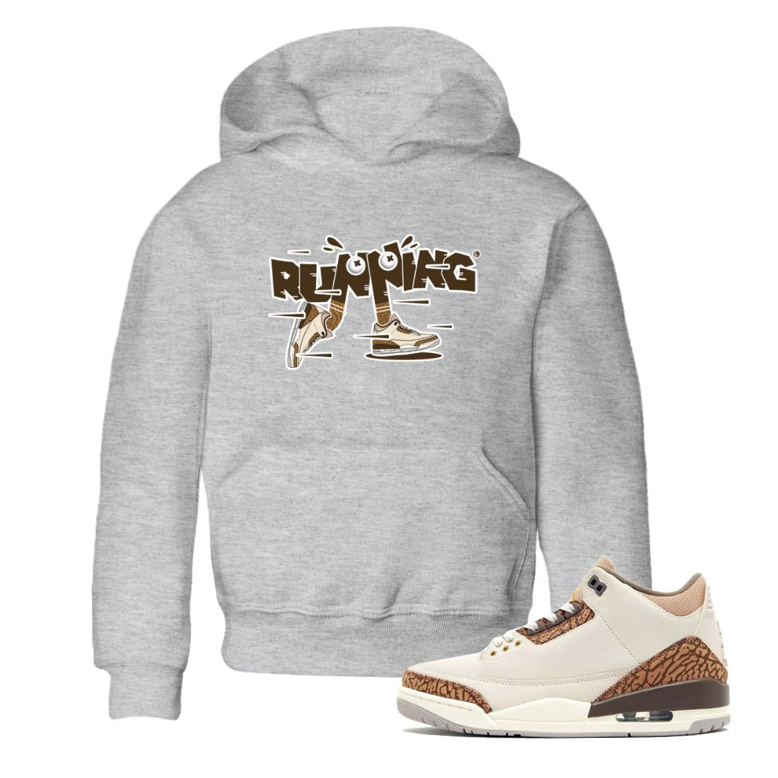 Air Jordan 3 Palomino Sneaker Match Tees Running Shoes Sneaker Tees AJ3 Palomino Sneaker Release Tees Kids Shirts Heather Grey 1
