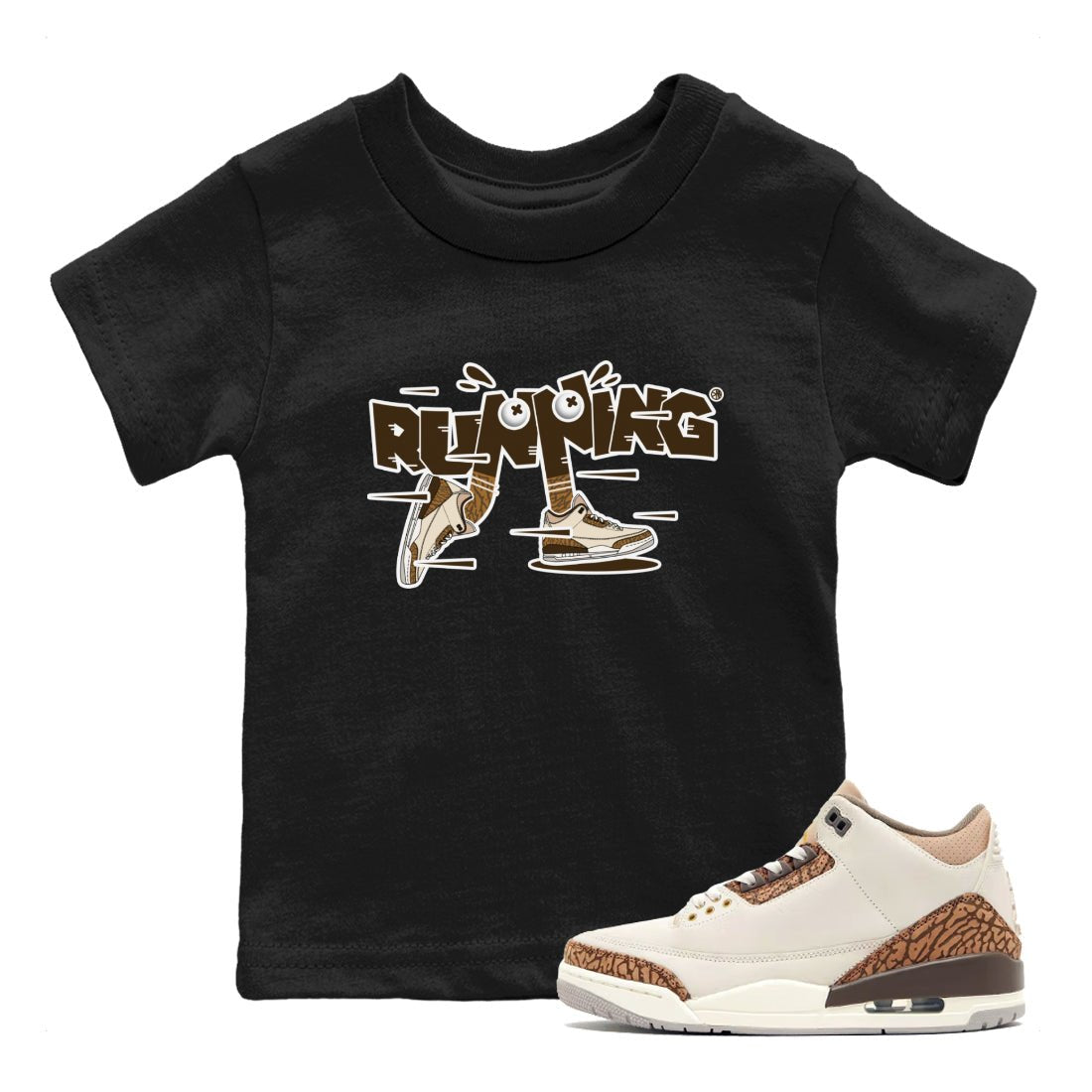 Air Jordan 3 Palomino Sneaker Match Tees Running Shoes Sneaker Tees AJ3 Palomino Sneaker Release Tees Kids Shirts Black 1