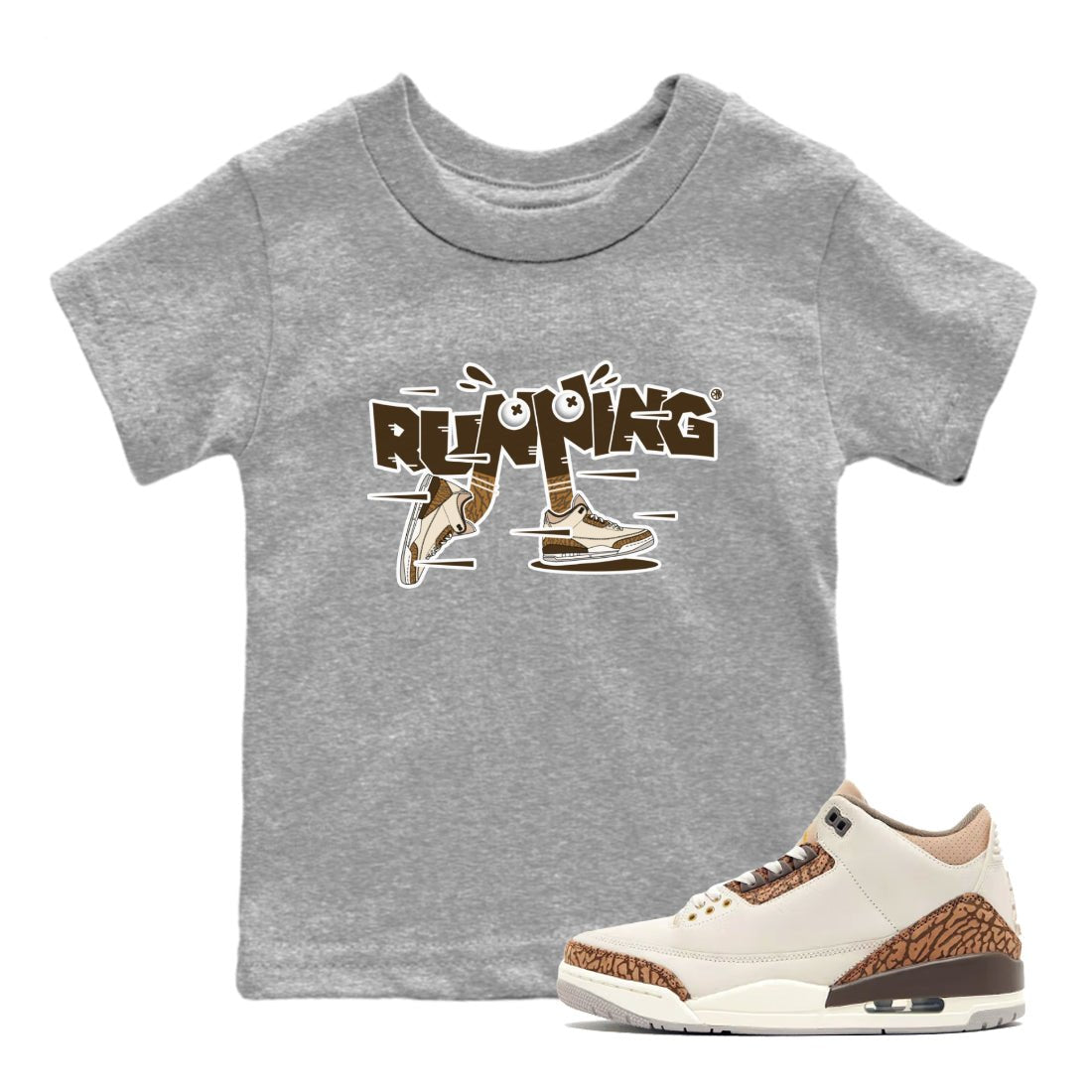 Air Jordan 3 Palomino Sneaker Match Tees Running Shoes Sneaker Tees AJ3 Palomino Sneaker Release Tees Kids Shirts Heather Grey 1
