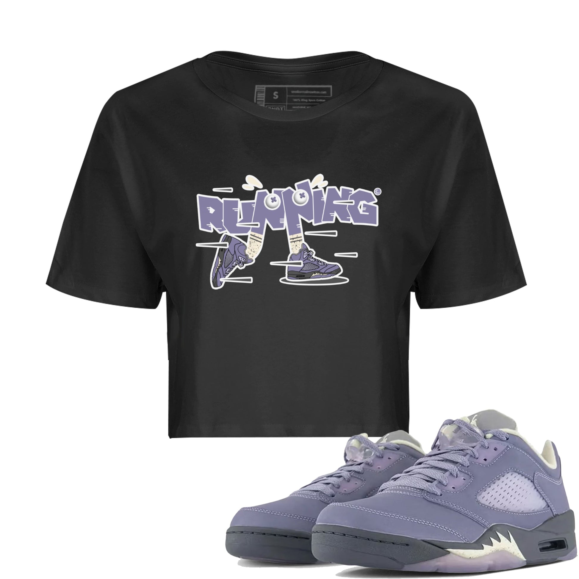 Air Jordan 5 Indigo Haze Sneaker Match Tees Running Shoes Sneaker Tees AJ5 Indigo Haze Sneaker Release Tees Women's Shirts Black 1
