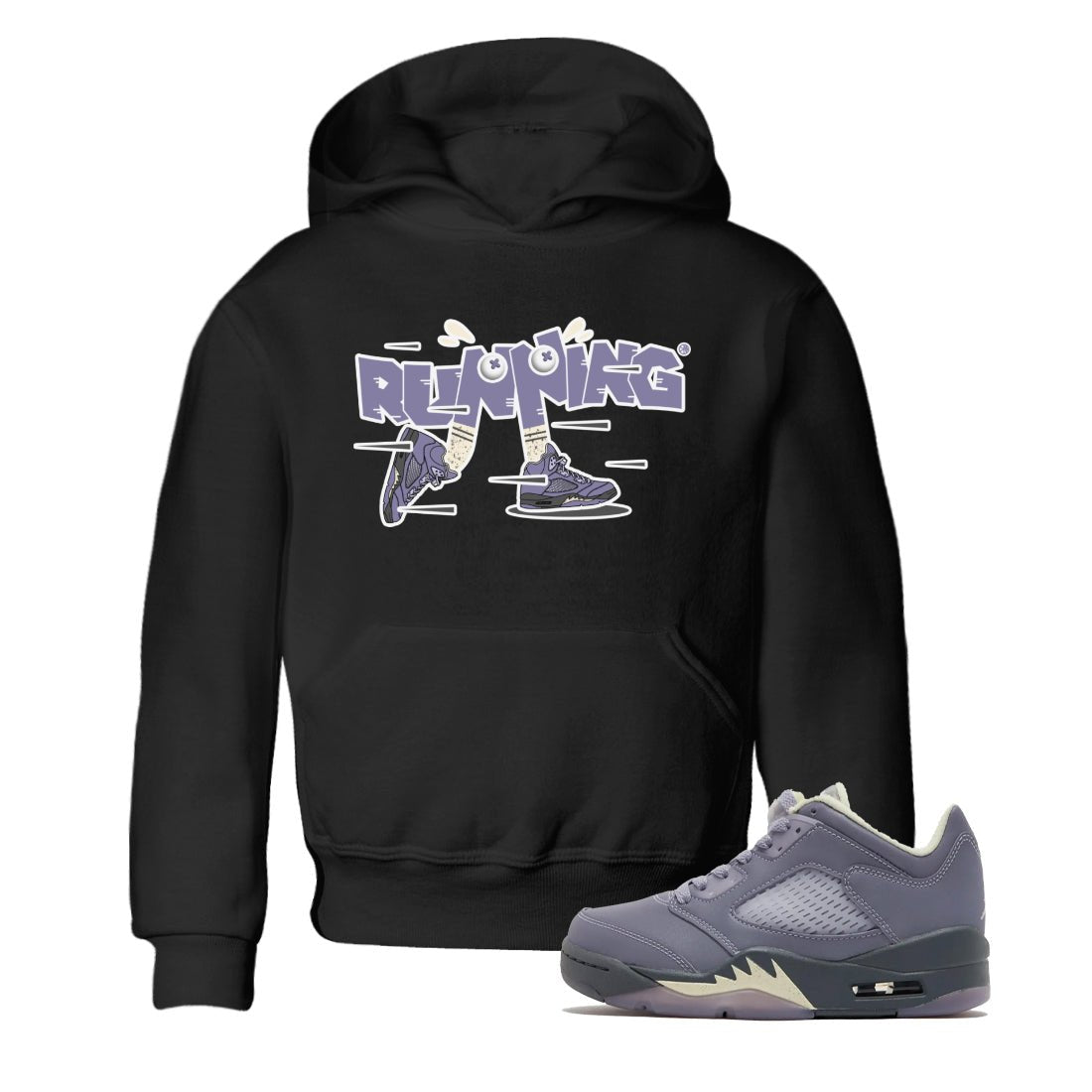Air Jordan 5 Indigo Haze Sneaker Match Tees Running Shoes Sneaker Tees AJ5 Indigo Haze Sneaker Release Tees Kids Shirts Black 1