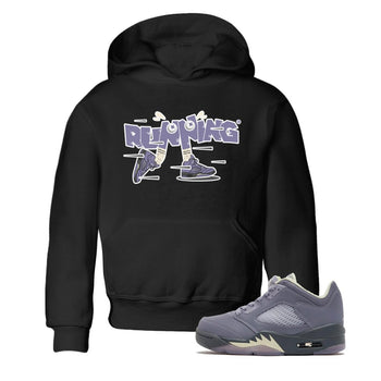 Air Jordan 5 Indigo Haze Sneaker Match Tees Running Shoes Sneaker Tees AJ5 Indigo Haze Sneaker Release Tees Kids Shirts Black 1