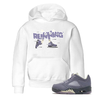 Air Jordan 5 Indigo Haze Sneaker Match Tees Running Shoes Sneaker Tees AJ5 Indigo Haze Sneaker Release Tees Kids Shirts White 1