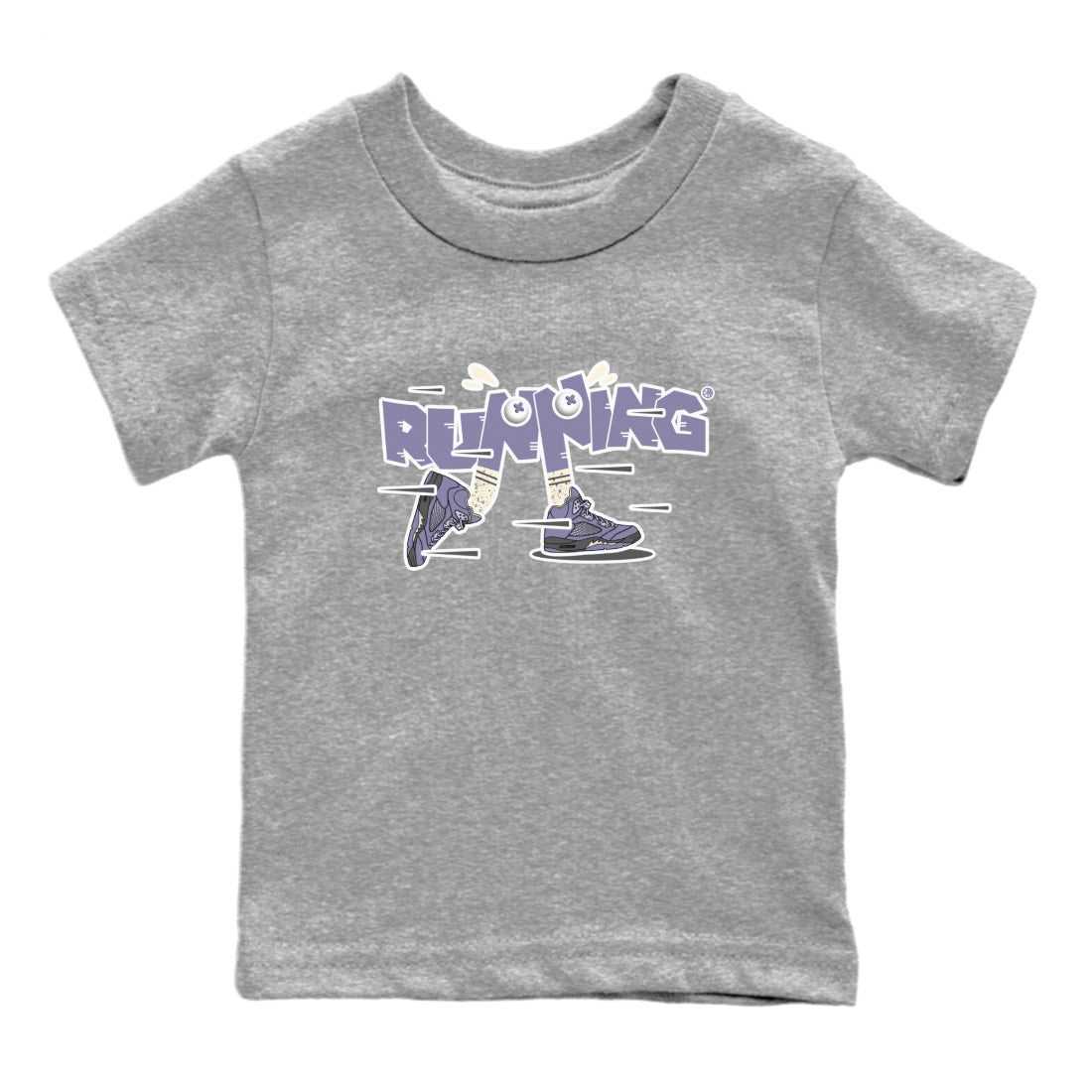 Air Jordan 5 Indigo Haze Sneaker Match Tees Running Shoes Sneaker Tees AJ5 Indigo Haze Sneaker Release Tees Kids Shirts Heather Grey 2