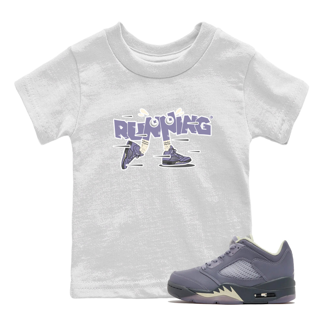 Air Jordan 5 Indigo Haze Sneaker Match Tees Running Shoes Sneaker Tees AJ5 Indigo Haze Sneaker Release Tees Kids Shirts White 1