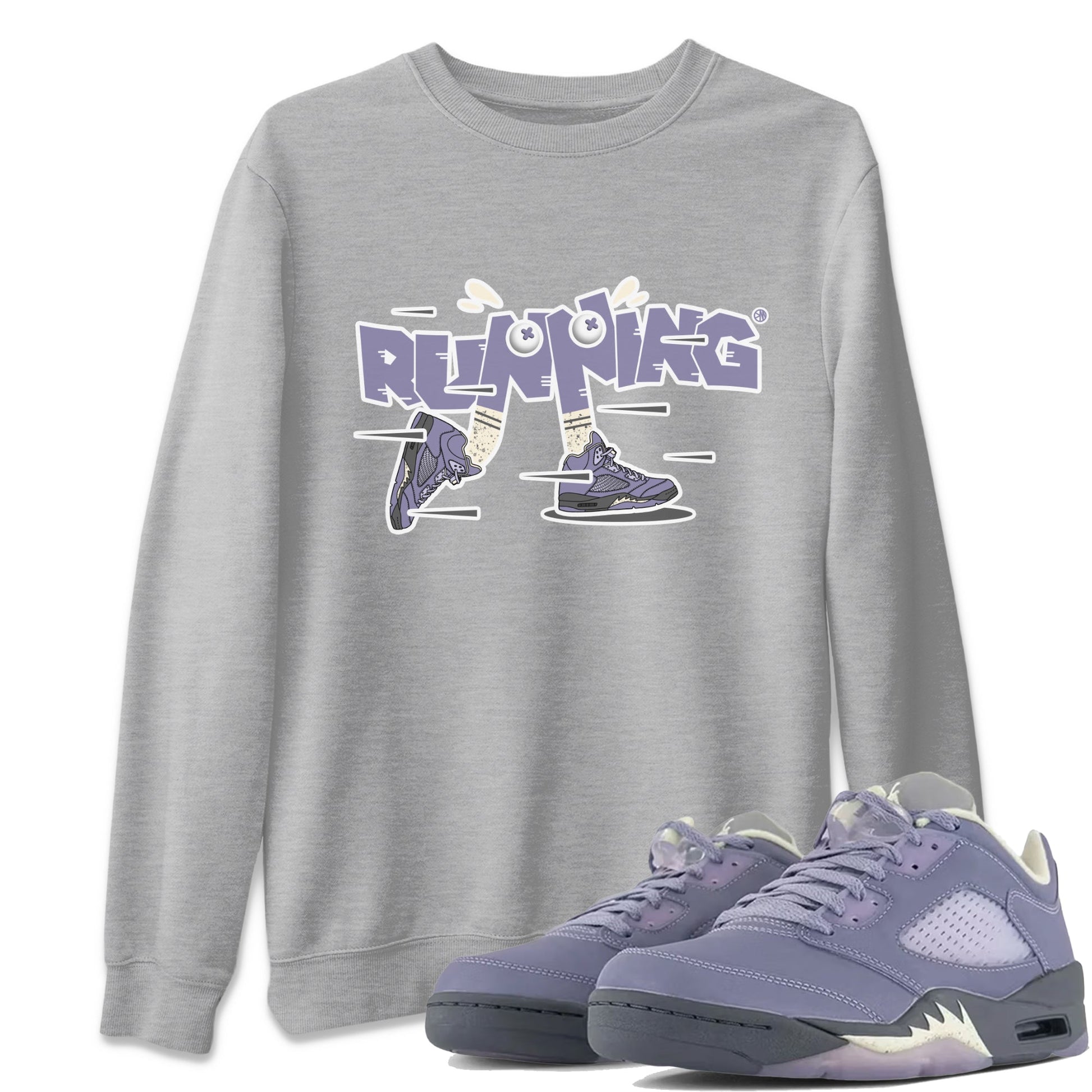 Air Jordan 5 Indigo Haze Sneaker Match Tees Running Shoes Sneaker Tees AJ5 Indigo Haze Sneaker Release Tees Unisex Shirts Heather Grey 1
