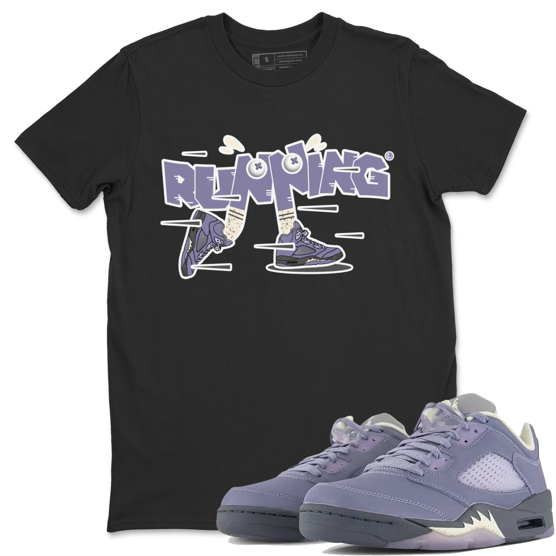 Air Jordan 5 Indigo Haze Sneaker Match Tees Running Shoes Sneaker Tees AJ5 Indigo Haze Sneaker Release Tees Unisex Shirts Black 1
