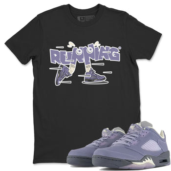 Air Jordan 5 Indigo Haze Sneaker Match Tees Running Shoes Sneaker Tees AJ5 Indigo Haze Sneaker Release Tees Unisex Shirts Black 1