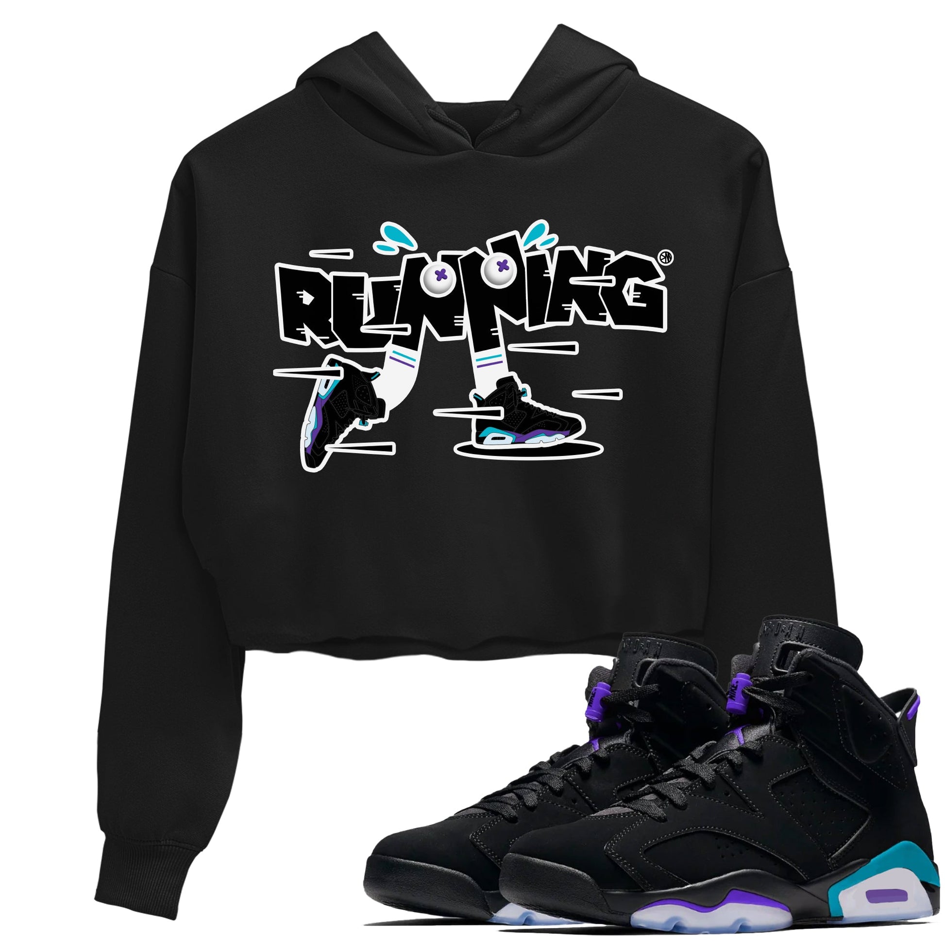 Air Jordan 6 Aqua Sneaker Match Tees Running Shoes Sneaker Tees AJ6 Aqua Sneaker Release Tees Women's Shirts Black 1