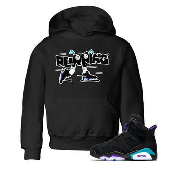 Air Jordan 6 Aqua Sneaker Match Tees Running Shoes Sneaker Tees AJ6 Aqua Sneaker Release Tees Kids Shirts Black 1