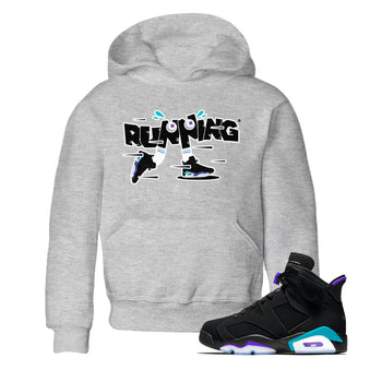 Air Jordan 6 Aqua Sneaker Match Tees Running Shoes Sneaker Tees AJ6 Aqua Sneaker Release Tees Kids Shirts Heather Grey 1