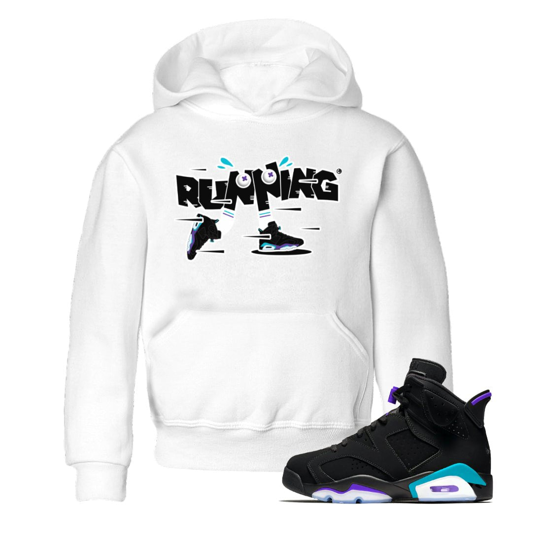 Air Jordan 6 Aqua Sneaker Match Tees Running Shoes Sneaker Tees AJ6 Aqua Sneaker Release Tees Kids Shirts White 1