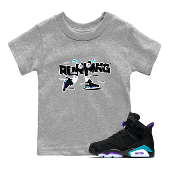 Air Jordan 6 Aqua Sneaker Match Tees Running Shoes Sneaker Tees AJ6 Aqua Sneaker Release Tees Kids Shirts Heather Grey 1