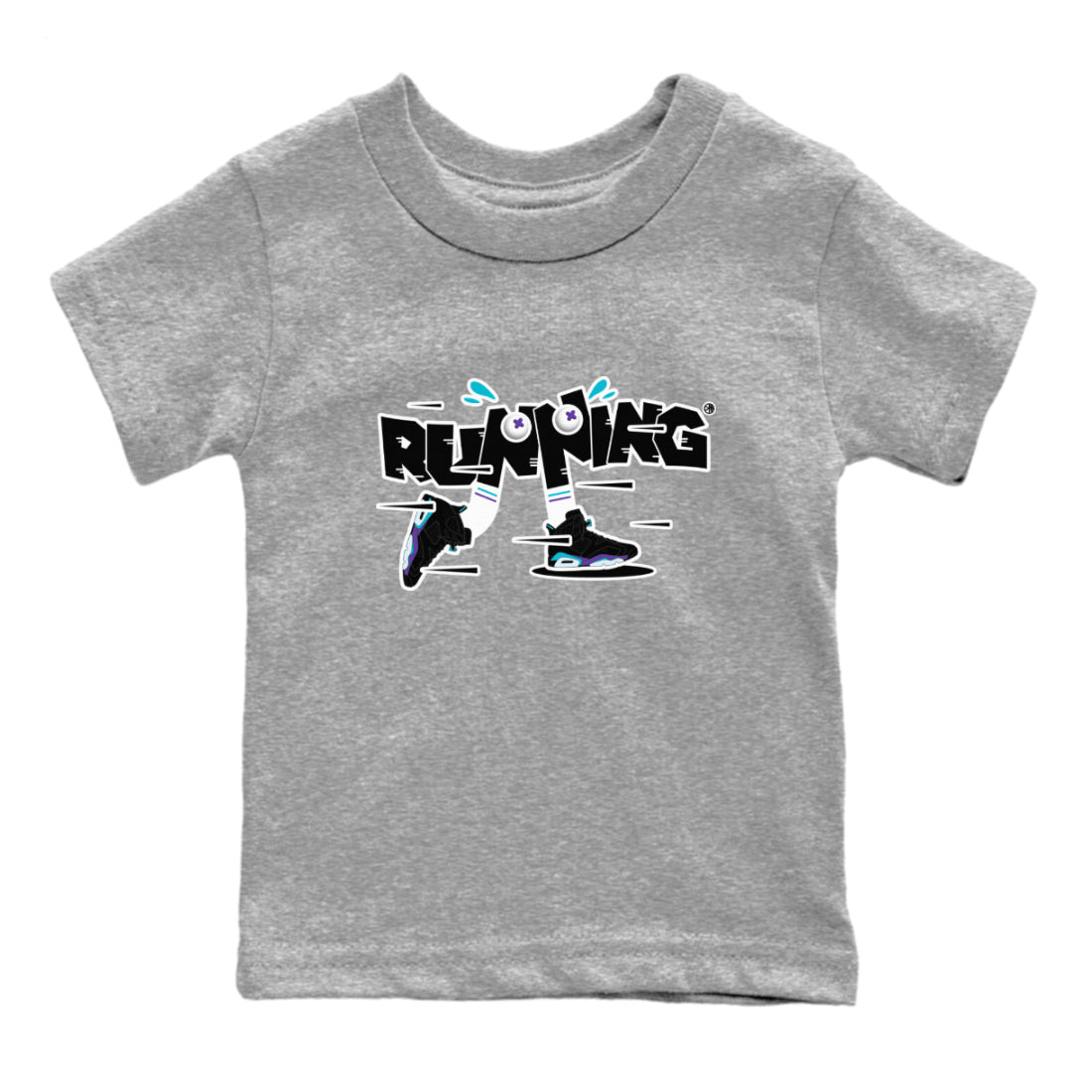 Air Jordan 6 Aqua Sneaker Match Tees Running Shoes Sneaker Tees AJ6 Aqua Sneaker Release Tees Kids Shirts Heather Grey 2