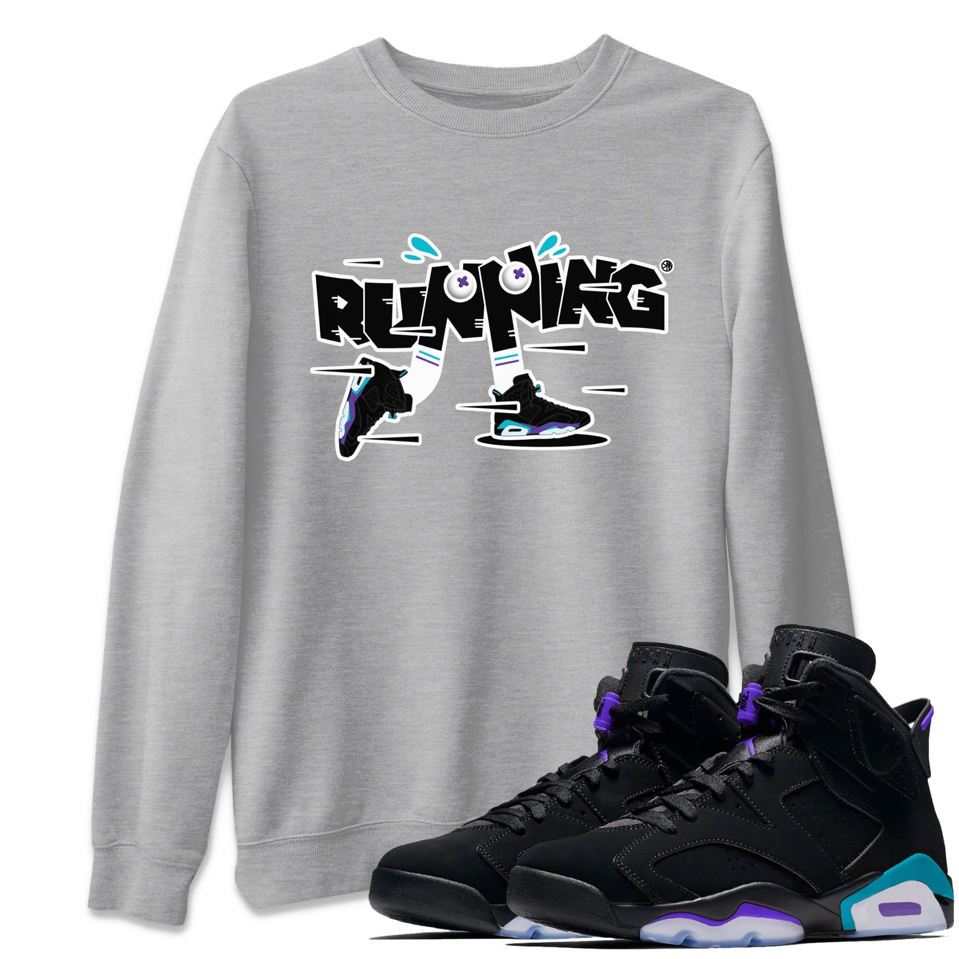 Air Jordan 6 Aqua Sneaker Match Tees Running Shoes Sneaker Tees AJ6 Aqua Sneaker Release Tees Unisex Shirts Heather Grey 1