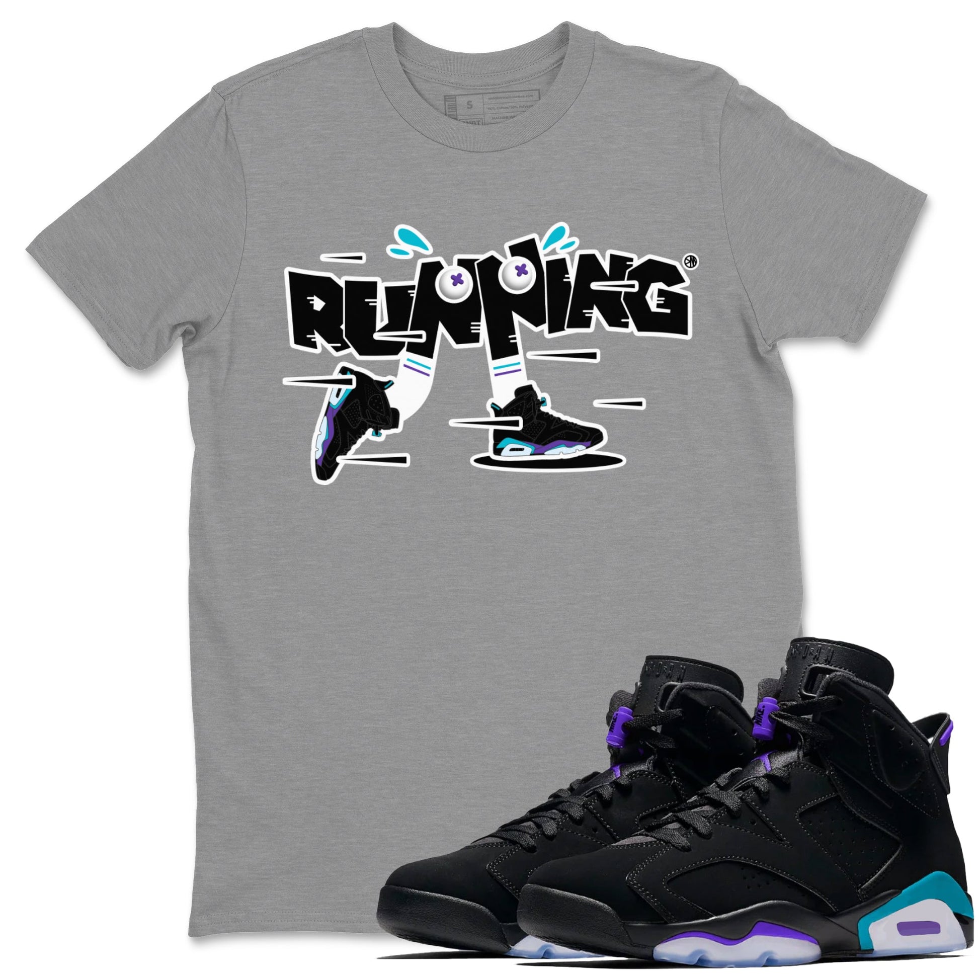 Air Jordan 6 Aqua Sneaker Match Tees Running Shoes Sneaker Tees AJ6 Aqua Sneaker Release Tees Unisex Shirts Heather Grey 1
