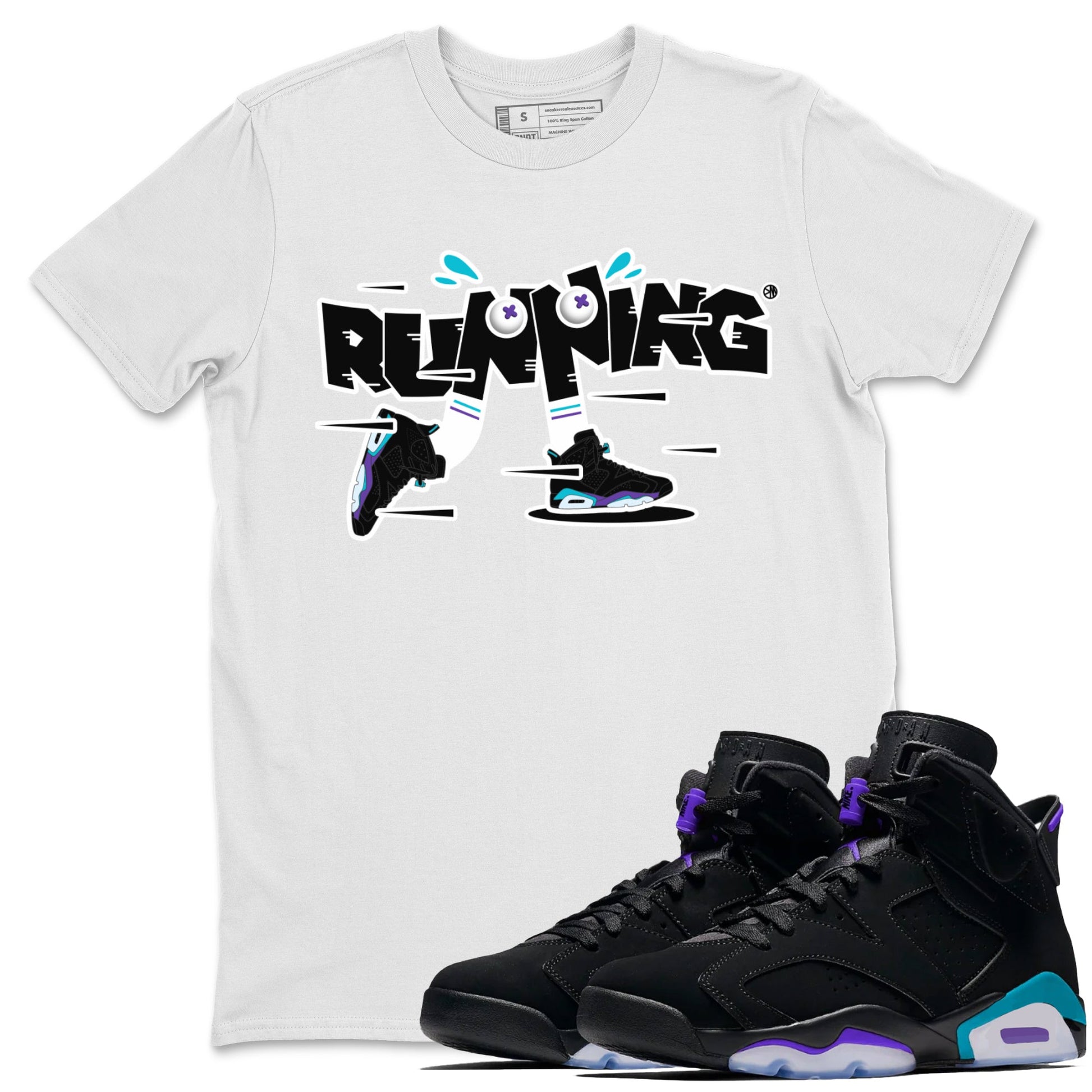 Air Jordan 6 Aqua Sneaker Match Tees Running Shoes Sneaker Tees AJ6 Aqua Sneaker Release Tees Unisex Shirts White 1