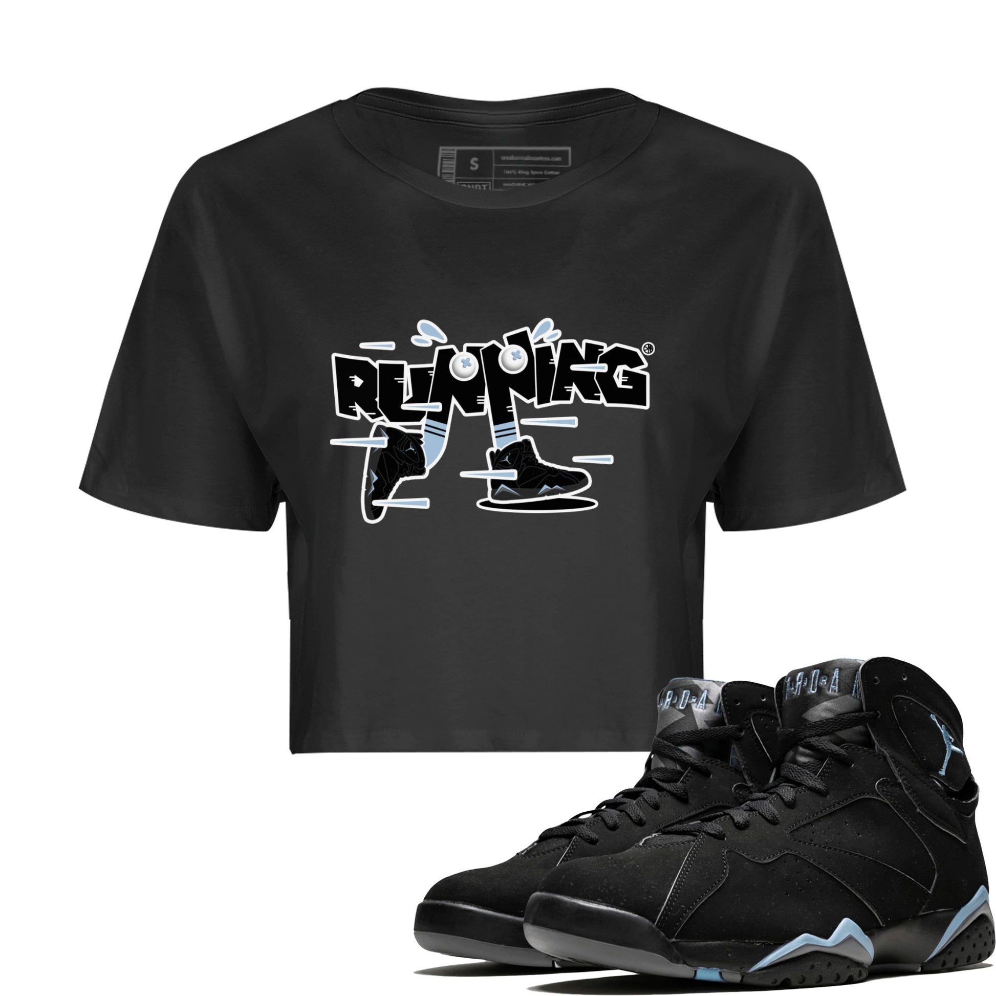 Air Jordan 7 Chambray Sneaker Match Tees Running Shoes Sneaker Tees AJ7 Chambray Sneaker Release Tees Women's Shirts Black 1