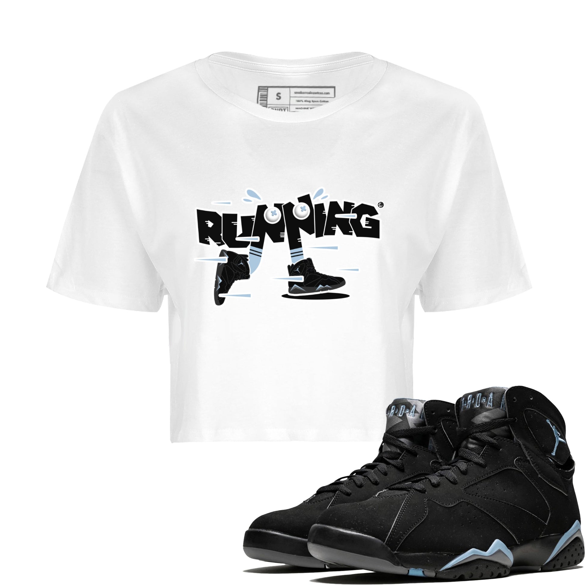 Air Jordan 7 Chambray Sneaker Match Tees Running Shoes Sneaker Tees AJ7 Chambray Sneaker Release Tees Women's Shirts White 1