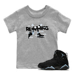 Air Jordan 7 Chambray Sneaker Match Tees Running Shoes Sneaker Tees AJ7 Chambray Sneaker Release Tees Kids Shirts Heather Grey 1