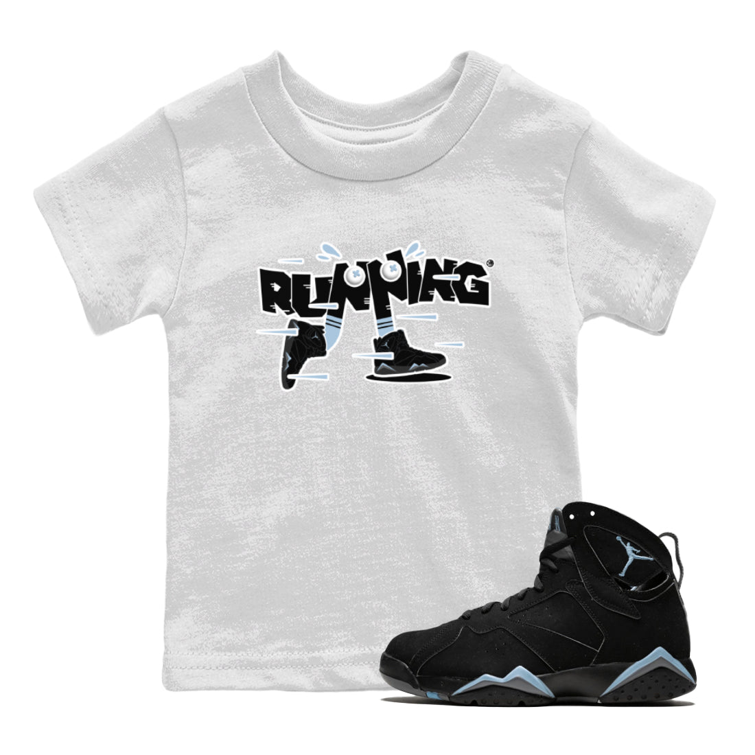 Air Jordan 7 Chambray Sneaker Match Tees Running Shoes Sneaker Tees AJ7 Chambray Sneaker Release Tees Kids Shirts White 1