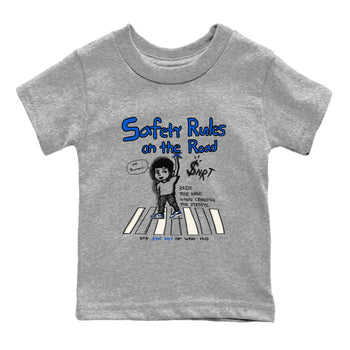 AJ1 Game Royal shirt to match jordans Safety Rules On The Road sneaker tees AJ1 Game Royal SNRT sneaker release tees baby toddler Heather Grey 2 cotton Shirt