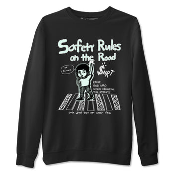 3s Green Glow shirt to match jordans Safety Rules On The Road sneaker tees Air Jordan 3 Green Glow SNRT Sneaker Release Tees unisex cotton Black 2 crew neck shirt