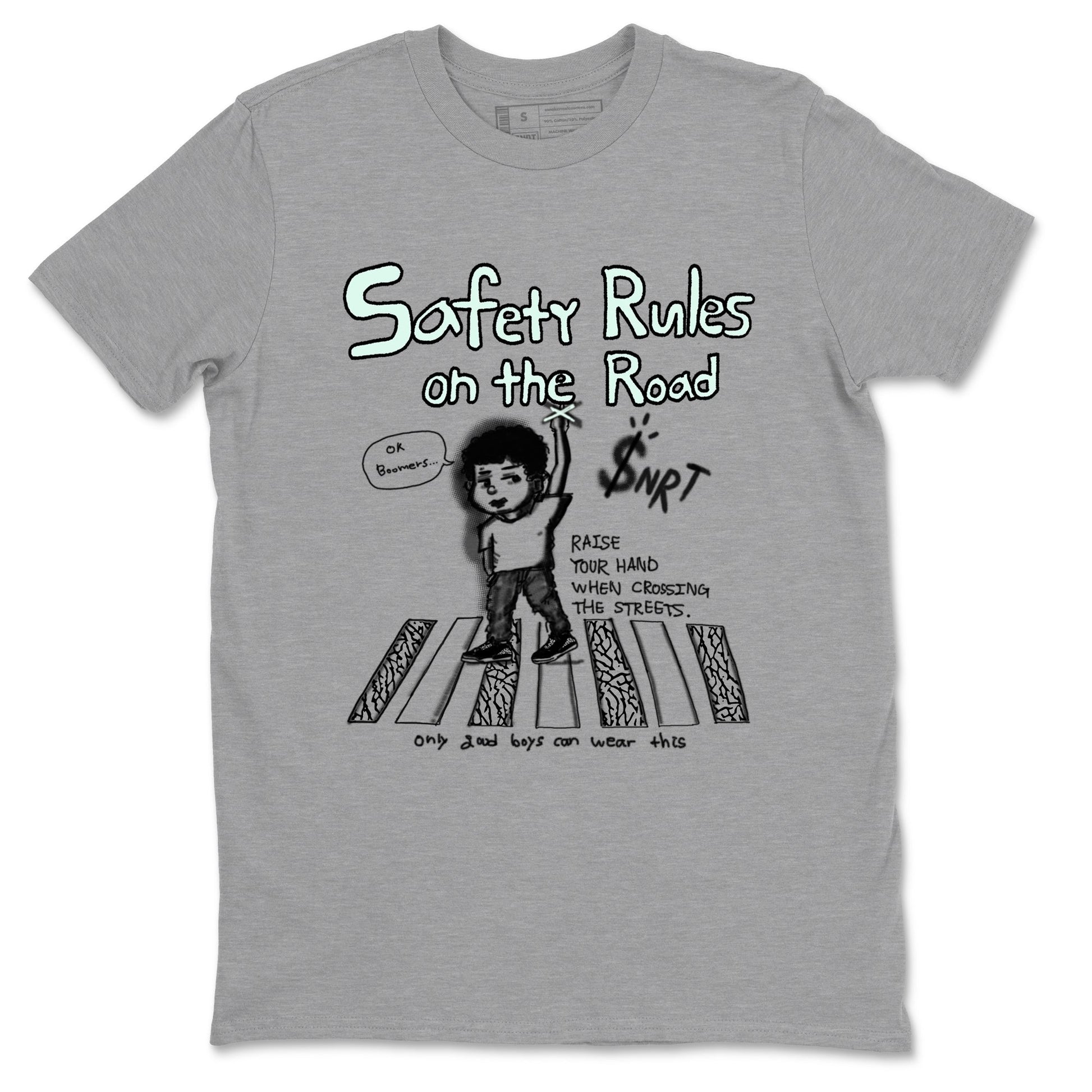 3s Green Glow shirt to match jordans Safety Rules On The Road sneaker tees Air Jordan 3 Green Glow SNRT Sneaker Release Tees unisex cotton Heather Grey 2 crew neck shirt