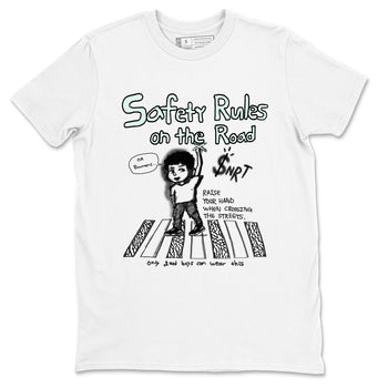 3s Green Glow shirt to match jordans Safety Rules On The Road sneaker tees Air Jordan 3 Green Glow SNRT Sneaker Release Tees unisex cotton White 2 crew neck shirt