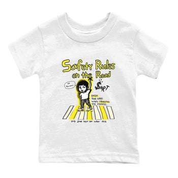 4s Vivid Sulfur shirt to match jordans Safety Rules On The Road sneaker tees Air Jordan 4 Vivid Sulfur SNRT sneaker release tees baby toddler White 2 cotton Shirt